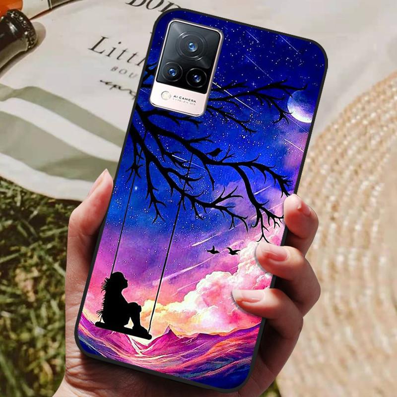 Dla Etui Coque vivo V21e Silikonowe Etui na Telefon z Tylną Pokrywą Dla vivo V21e Etui Miękki Bumper Funda na vivo V2061 V21 e V 21e 6.44" Torba