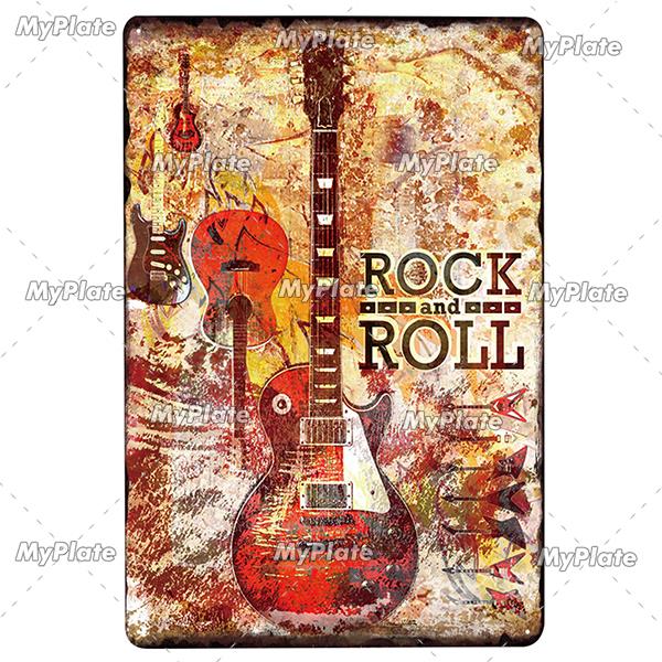 Hudba Gitar Vintage Plechová cedule Plechová cedule Rock Plaketa Domov Nástěnná dekorace Barová cedule Domácí Dekor Země Plakát Drop Shipping