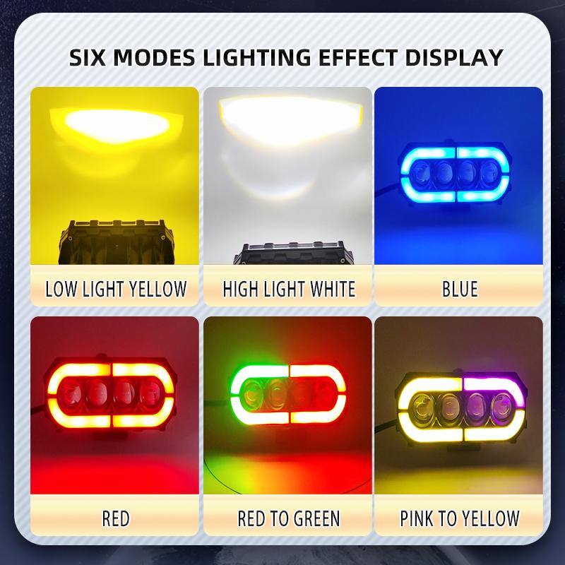 Motorcycle LED Spotlight Driving Lens Fog Lights Hi/Low Beam For Off Road Trucks SUV UTV ATV Auxiliary Spot Work Lights 12V