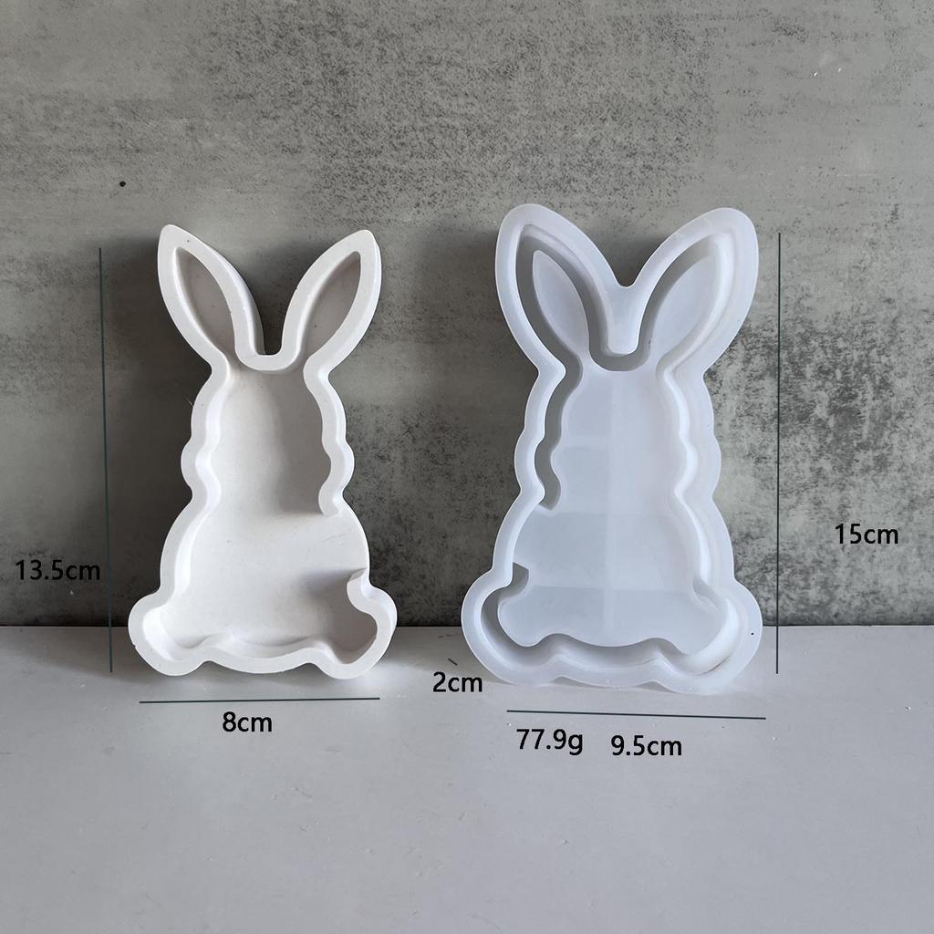Bow Long-Eared Rabbit Aroma Candle Resin Silicone Mold Diy Small Rabbit Plaster Figurine Mold For Aromatherapy Diy Crafts