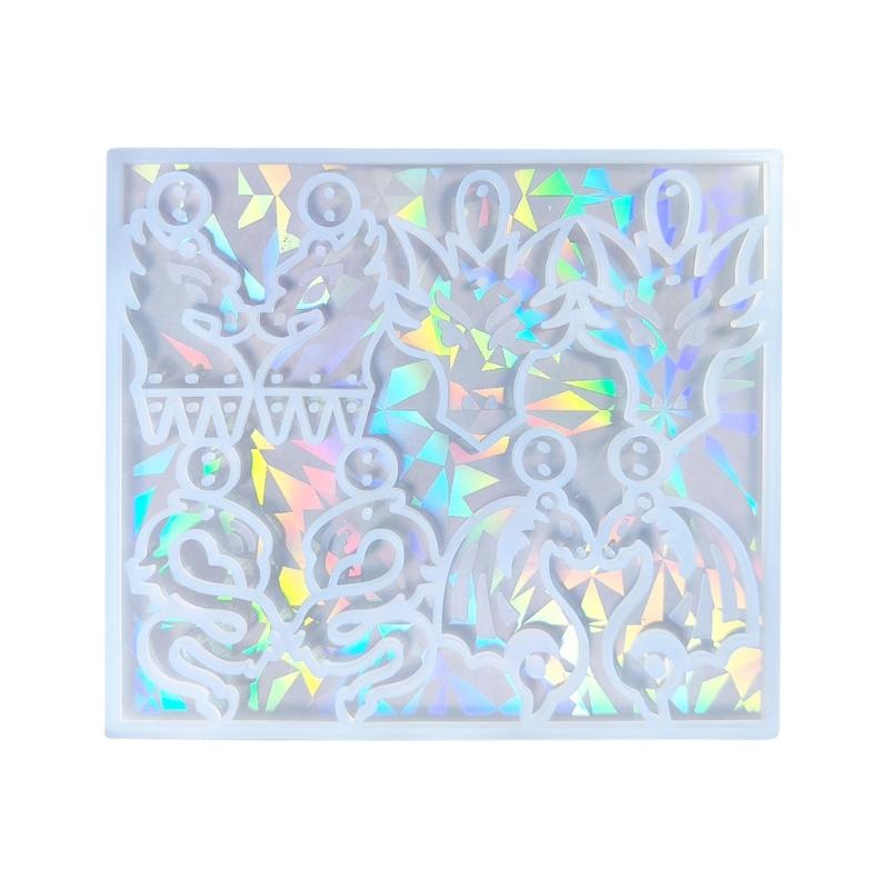 

Unique Dragon Mold Holographic Rainbow Light Silicone Mold with Hole Animal Dragon Keychain Pendant Mold Epoxy Casting