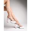 Shoetopia Strappy White Block Heeled Sandals For Women & Girls /Uk2