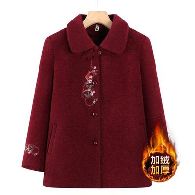 Medium and Elderly Winter Woolen Coat Grandma Autumn and Winter Plush Top Elderly Mother Thickened Clothes Thickened