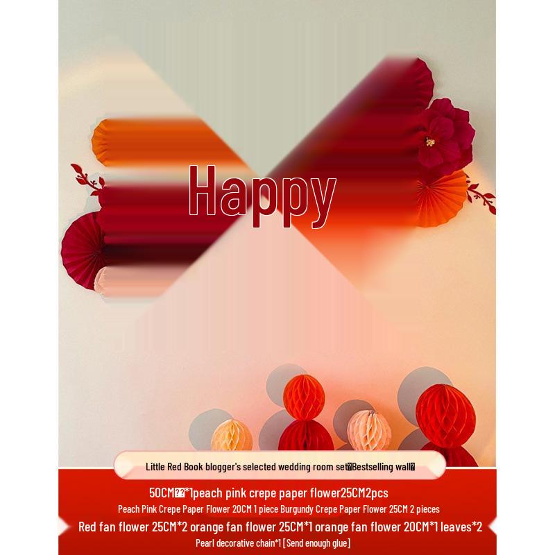 Complete Wedding Decoration Set for Bedroom & Living Room - Double Happiness Theme