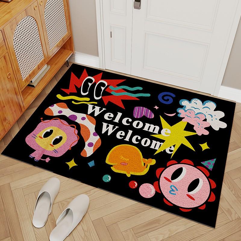 Cartoon Doormat Entryway Non-Slip Dirt Trapper Rug PVC Wire Mesh Floor Mat Home Entrance