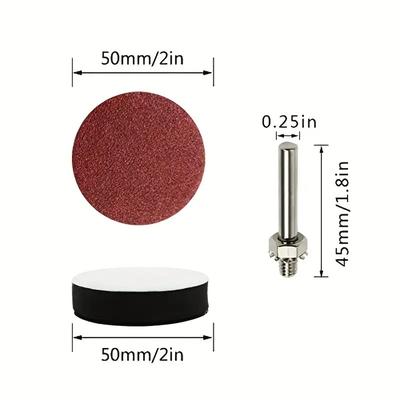 50/100/300Pcs 2-inch Drill Sander with Back Plate 1/4 "shank Sand Pad Kit, Including 80-3000 Grain Size Sandpaper