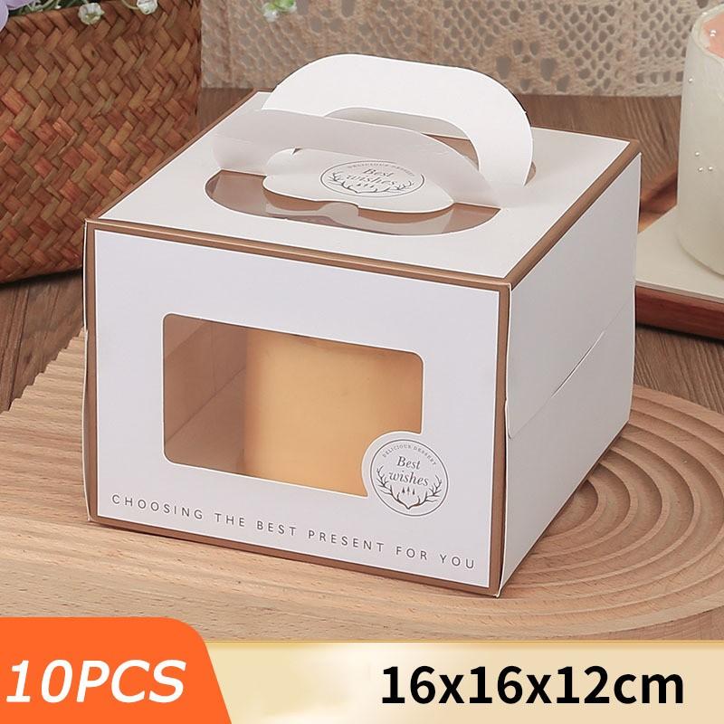 10 Stück Niedliche Kuchenbox 4 Zoll Tausendlagen-Gebäckverpackungsboxen Handgehalten Verdickt Mit Innerer Schale Verpackungsbox