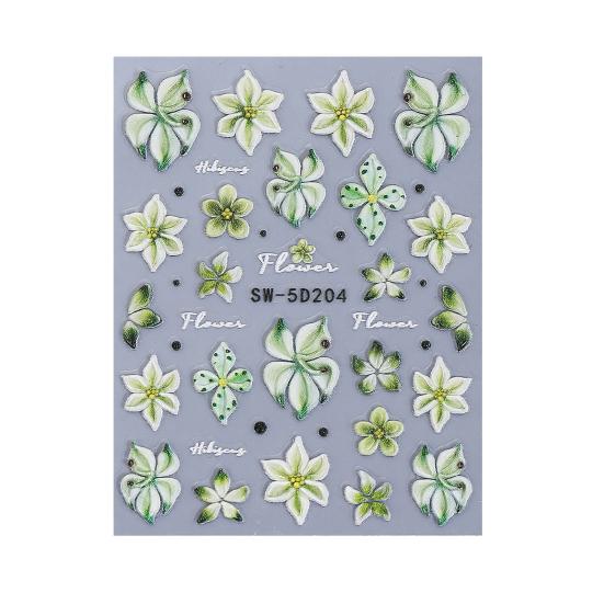 5D Embossed Flower Nail Art Stickers Self-adhesive DIY Spring Summer Floral Manicure Decor Decals Women Nail Accessories for Home Salon