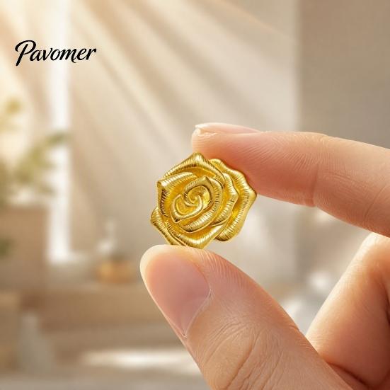 Rose Brooch Pin Vintage Golden Plated Brooch, Metal Flower Lapel for Relief Floral Badge Women, Suits Dresses Shirts Scarves Dainty