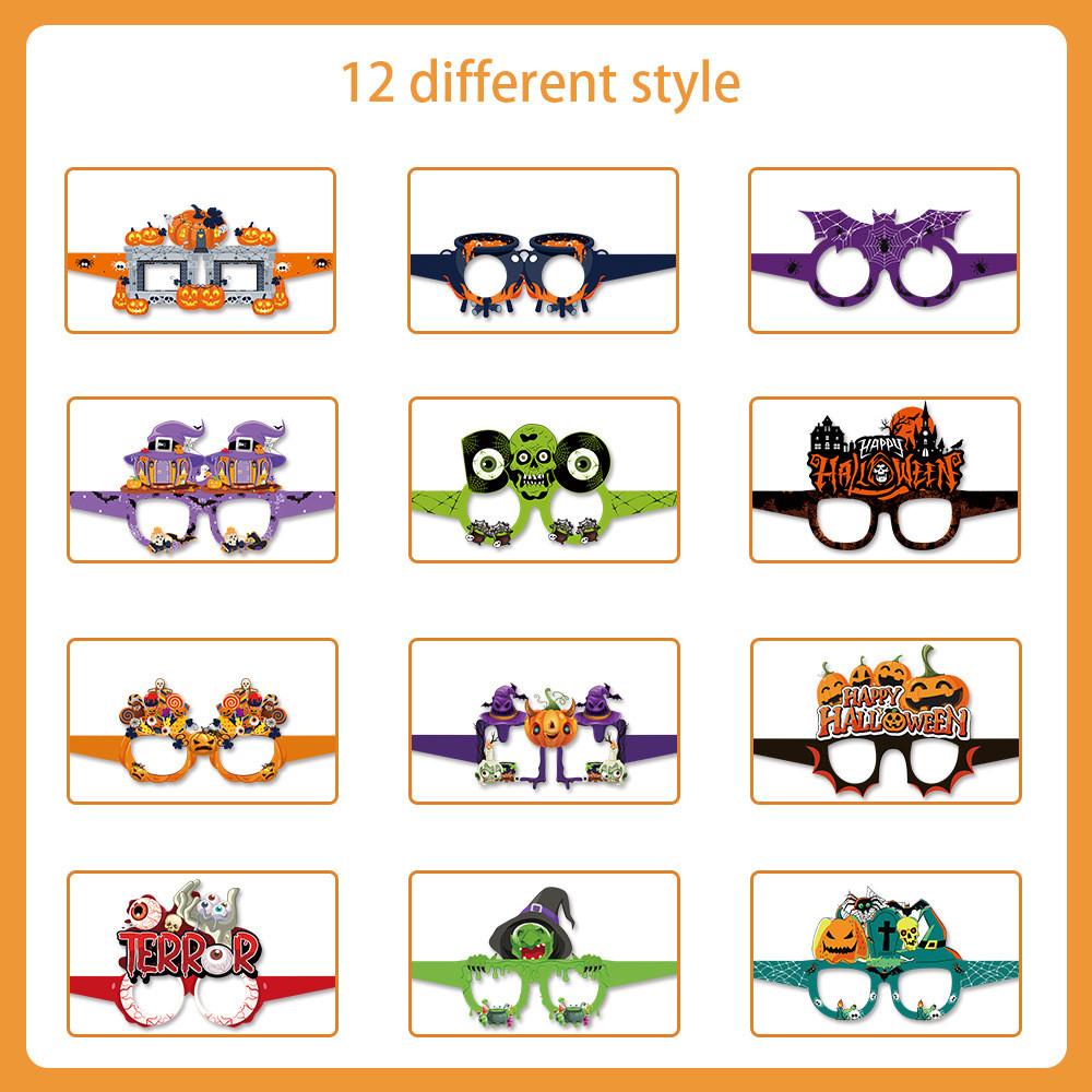 Pumpkin Witch Themed Paper Glasses Halloween Party Decoration Set Photo Props