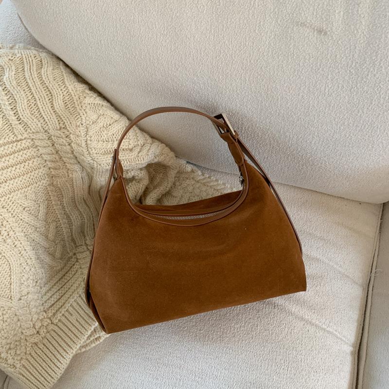 Niche Retro Suede Bag Autumn and Winter New Simple Underarm Bag Single Shoulder Underarm Small Bag
