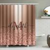 Champagne Rose Gold Glitter Monogram Shower Curtain For Bathroom Decor Customizable Size Available