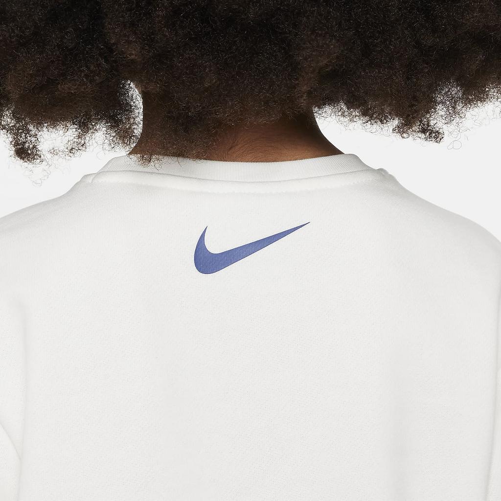 Nike Sweatshirt Letter Logo Print Round Neck Casual Fleece Kids tops White DQ3860-133
