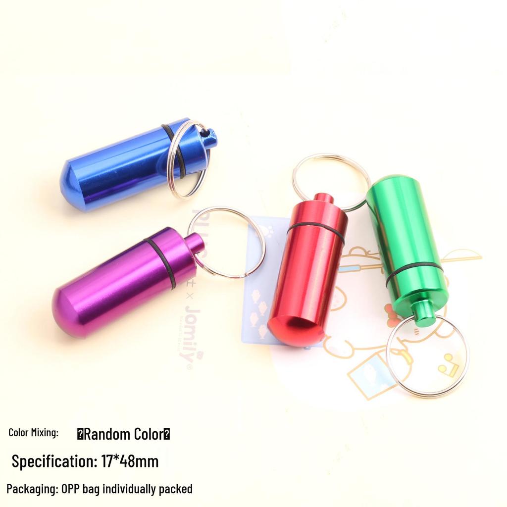 Portable Aluminum Pill Case with Keychain & Sealed Earplugs - Outdoor Survival Gear Pendant