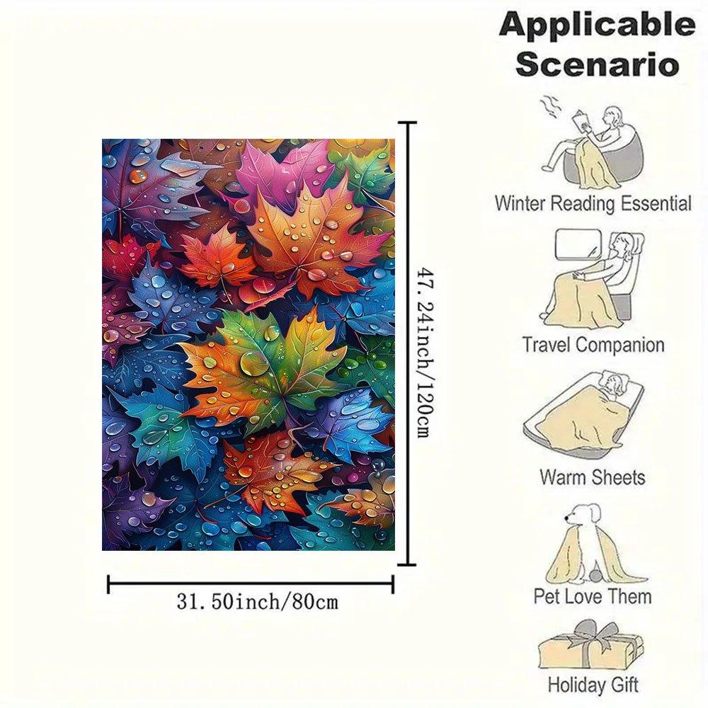 "Autumn Leaves Watercolor Wallpaper: Vibrant Fall Colors"Blanket Flannel Throw Blanket for Sofa, Bed, Travel, Camping, Office, Couch, Chair,