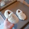 Kids Princess Shoes Soft Sole Girls Flat Shoes with Metal Decoration 2024 Winter New Fashion for Children Plush Shoes Warm Trend