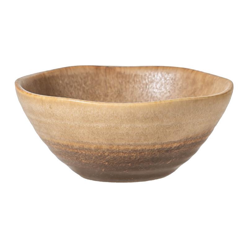 Rice Bowl Japanese Style Wind Kiln Ceramic Bowl Retro Tableware Bowl Household Small Bowl Eating Bowl Round Dessert Bowl