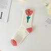 Female Spring and Autumn Lovely Cartoon Stereo Flower Tulip Academy Wind Tube Socks