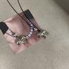 Funny Smooth Simple Metallic Cartoon Horse Flower Pendant Necklaces for Women Long Adjustable Wax Rope Chain Chokers Gifts