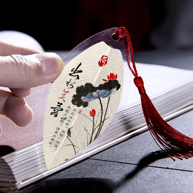 Chinese Style Leaf Vein Bookmark: Plum, Orchid, Bamboo, Chrysanthemum - Graduation Gift for Classmates or Girls