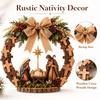 2D Flat Wooden Christmas Wreath Cross Ornament for Holiday Home Decor Display