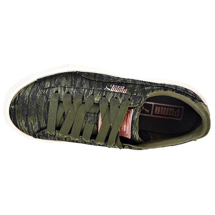 Puma  Basket Platform Velvet Rope - Olive Night Women Sneakers Green 364092-01