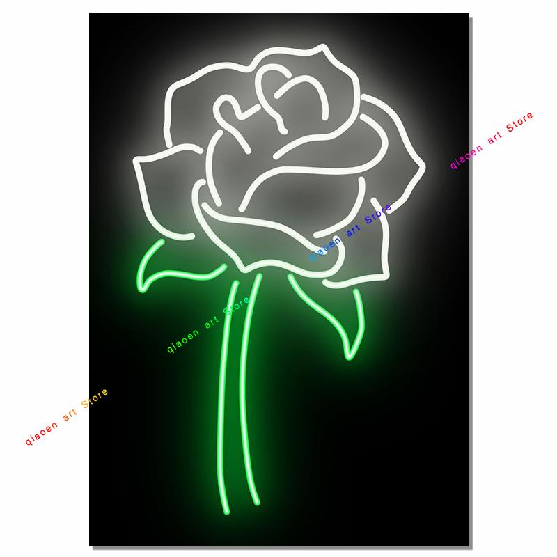 Neon Signs Sign Sign Coconut Palm Pineapple Rose Neon Effect Canvas Painting Wall Art Print Painting for Room Home Decor