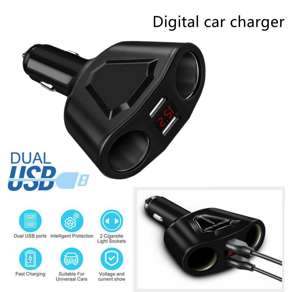 Dual USB Charger Power Adapter Car LCD Socket Splitter DC 12V