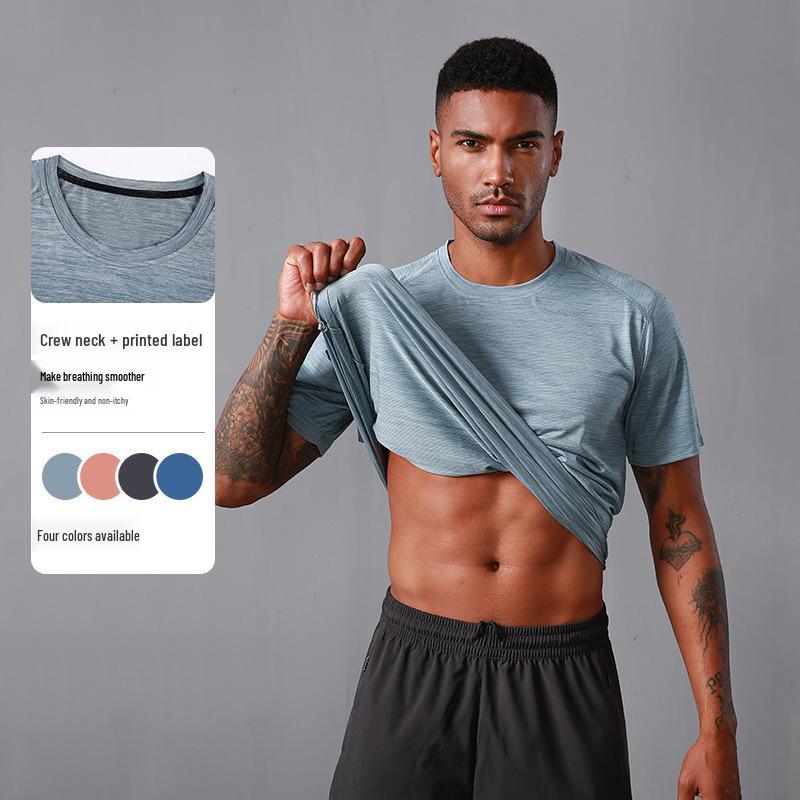 

Men s Quick-Dry Breathable Sports T-Shirt - Short Sleeve, Sweat-Wicking, Lycra, Round Neck L