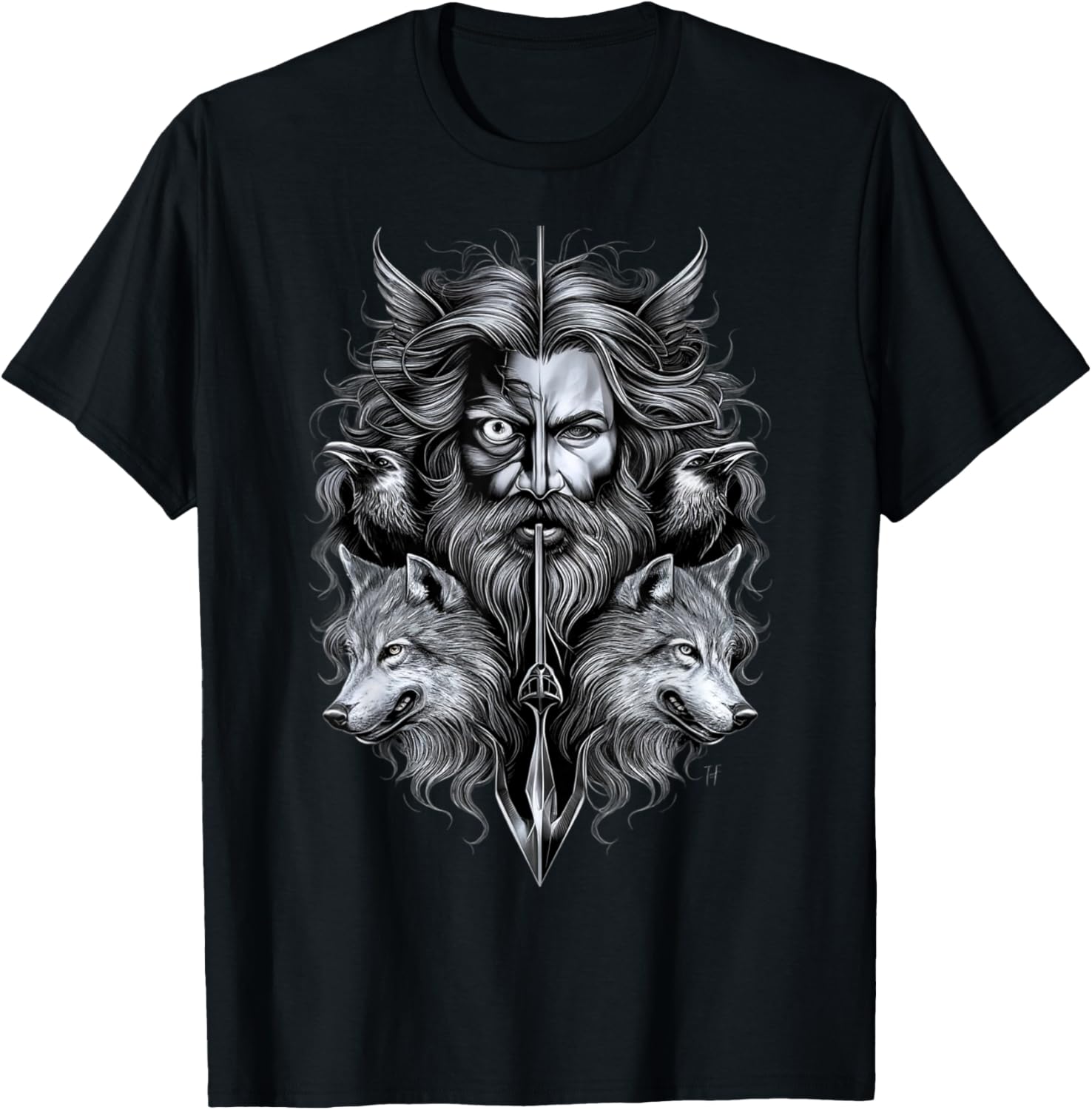 Norse Myth Odin Raven Wolf Nordic Warrior Valhalla TShirt 100 Cotton ONeck Short Sleeve Summer Casual Mens Tshirt Streetwear S