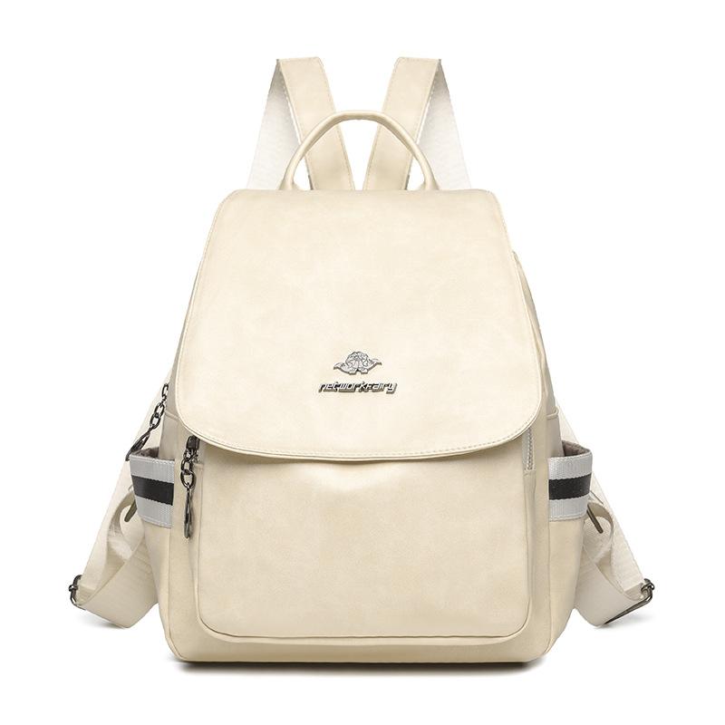 

Женский рюкзак Студенческий школьный рюкзак Большой вместимости Уличный рюкзак из мягкой кожи бежевый