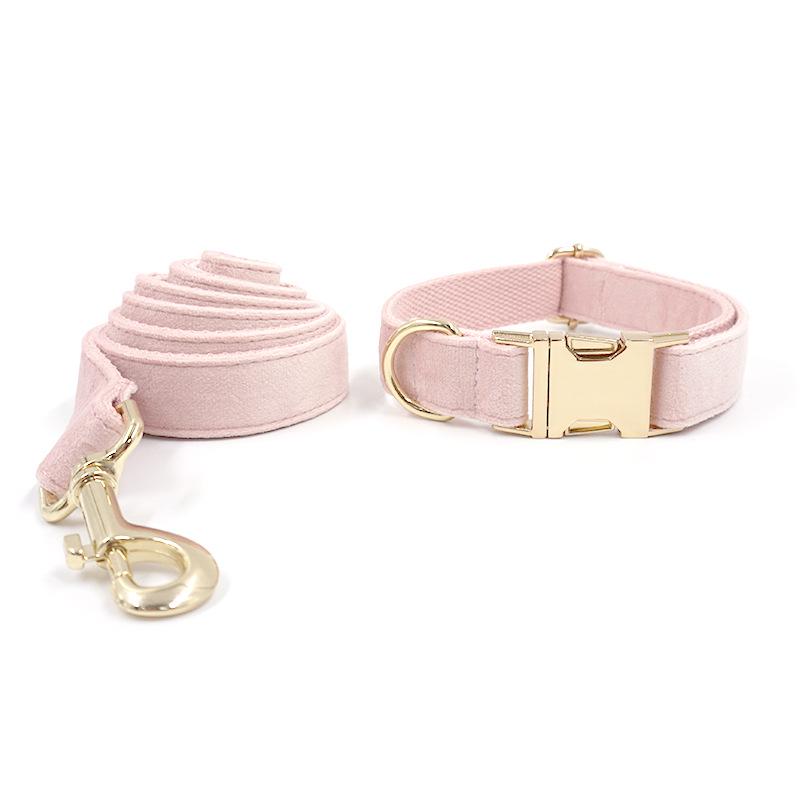 Goldene Schnalle Rosa Flausch Hundehalsband und Leine Set