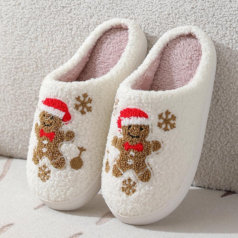 New Comfortable Home Cute Cartoon Santa Claus Winter Cotton Slippers for Men/Women Couples Warm Cotton Slippers
