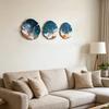 3 Pcs Summer Coastal Wall Decor, Beach Ocean Wave Wall Art, Rustic Wood Carving Nautical Ornament for Bedroom Home Decor