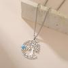 Dawapara Vintage Turquoise Crescent Moon Tree of Life Necklace Filigree Celtics Moon Wiccan Pendant Stainless Steel Jewelry