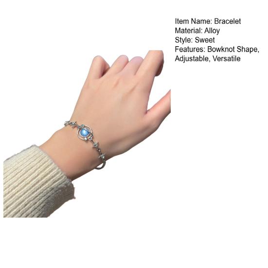 Women Bracelet Shiny Cubic Zirconia Flower Shape Bangle Adjustable Length Sweet Bracelet Versatile Fashion Accessory