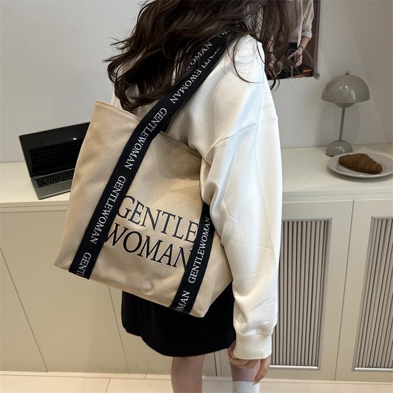 Cross-border Canvas Crossbody Bag: Large Capacity, Fashionable Single Shoulder Tote