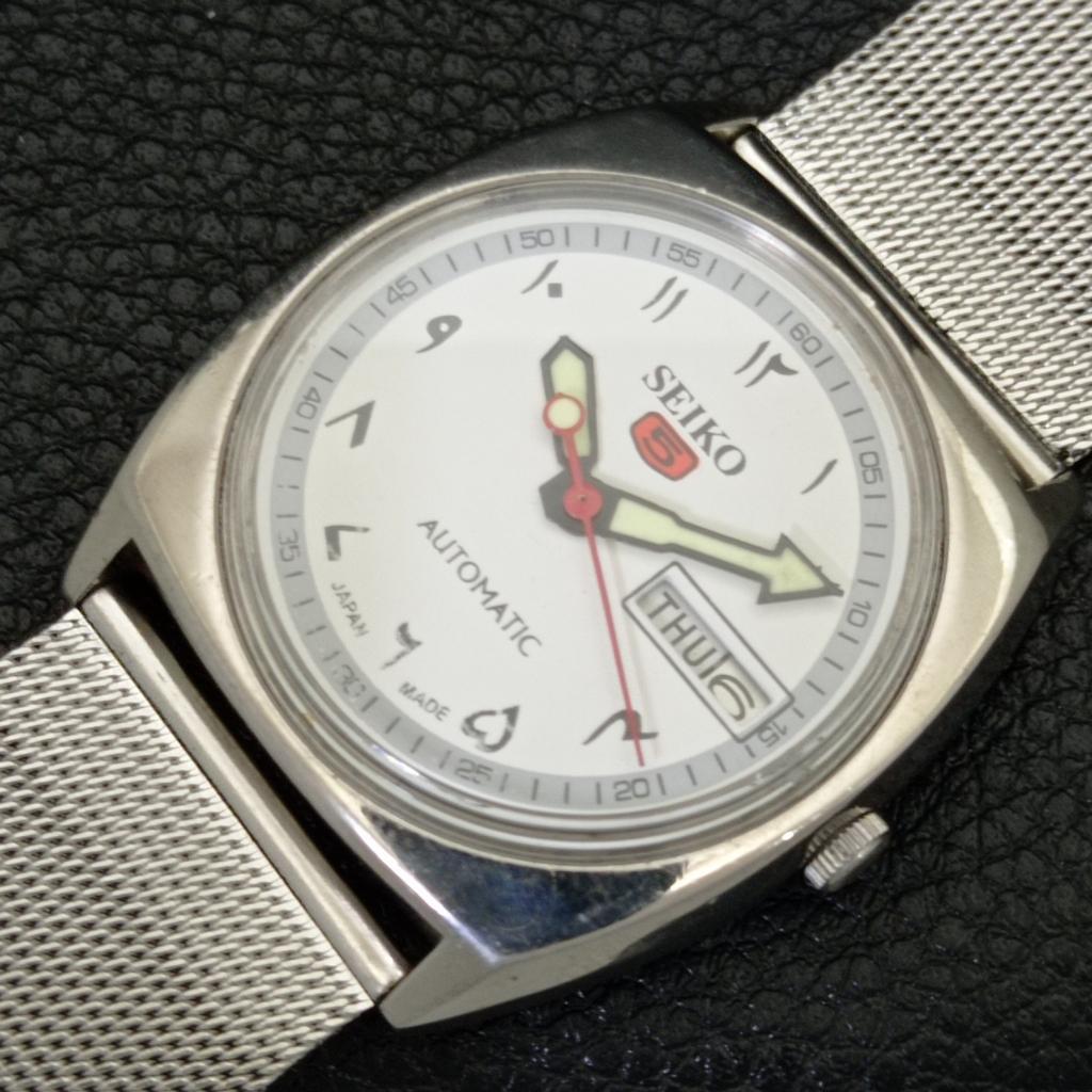 AUTOMATIC 6309A VINTAGE SEIKO 5 JAPAN MENS ARABIC WHITE DIAL WATCH A701670-5