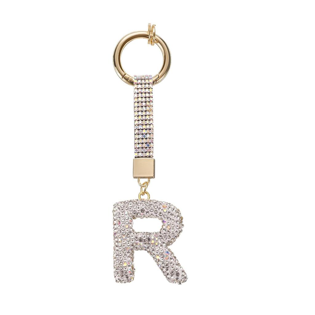Personalized Alphabet Keychain with Sparkling Rhinestones Durable Alloy Jewelry Accessory for Fashionable Daily Use