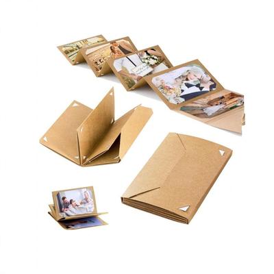Kreativní malá karta Fotografie Pohlednice Úložná kniha Kraftový papír Skládací DIY Ručně vyráběné Balení Skládací Vkládací Prázdné Fotoalbum