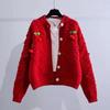 Design Sense Niche Cherry Knit Cardigan for Women Spring and Autumn High-end and Unique Soft Glutinous Sweater Cardigan Female