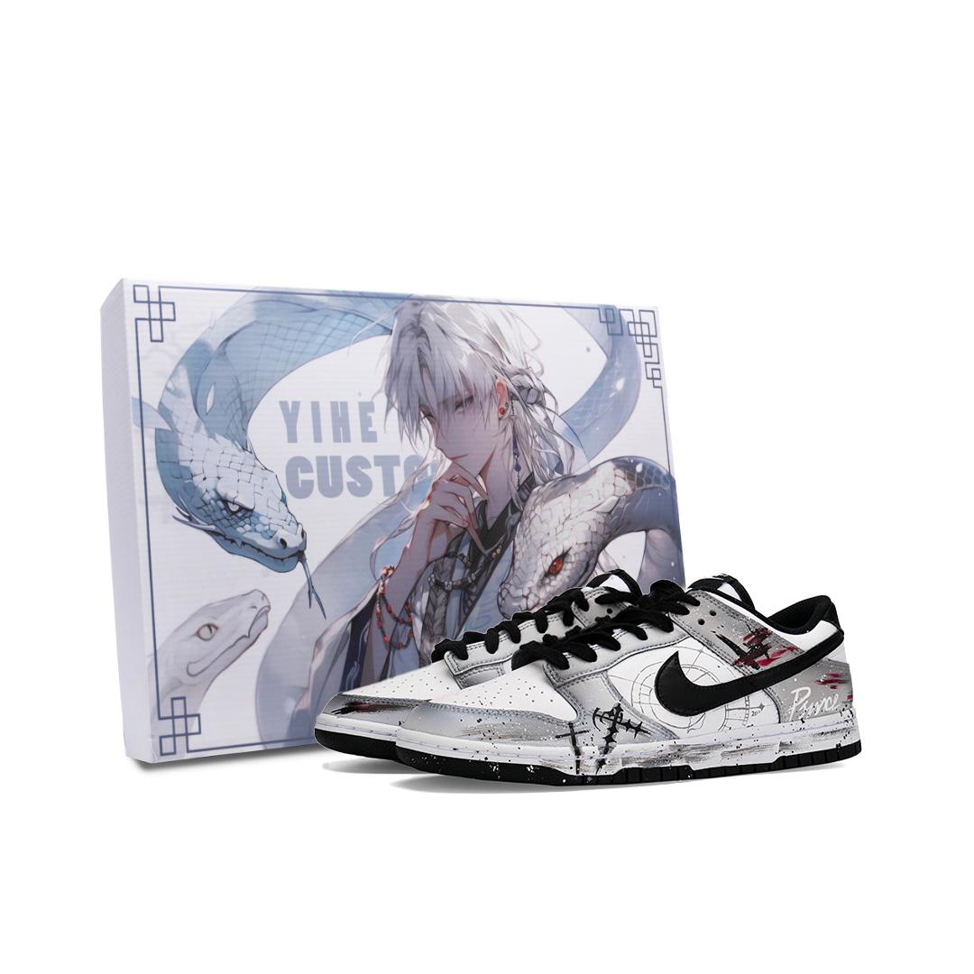 

Nike Dunk Ink Dyed Cross Star Cushioning, Wear Resistant Low top Skateboard Shoes Unisex Gray Black White DD1873-113(team-580S-Box) 43