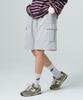 ROCKED GARAGE [Unisex] Bermuda Wide One-Pleat Cargo Sweat Shorts [Grey]
