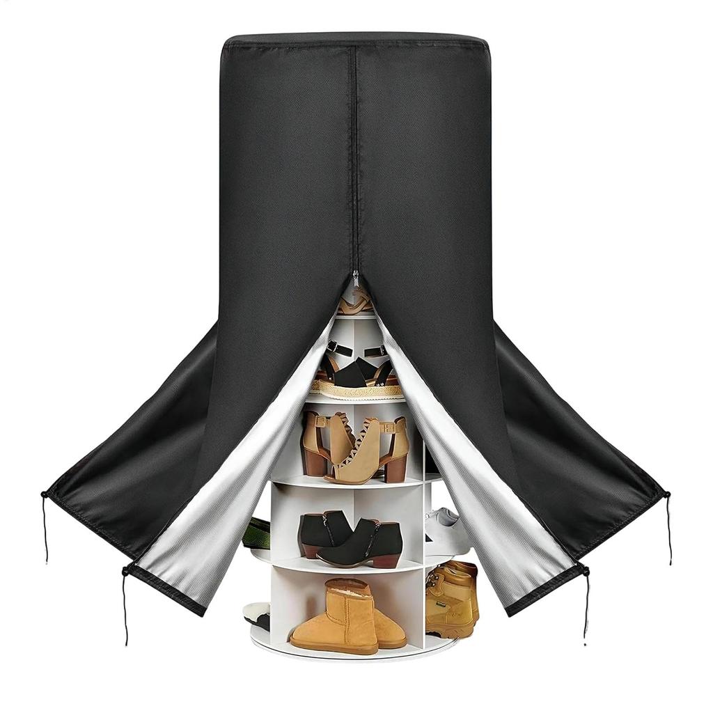 Shoe Rack Cover Footwear Storage Tower Protective Guard Zipper Waterproof 420D Oxford Cloth Rotating Shoe Rack Organizer Cover