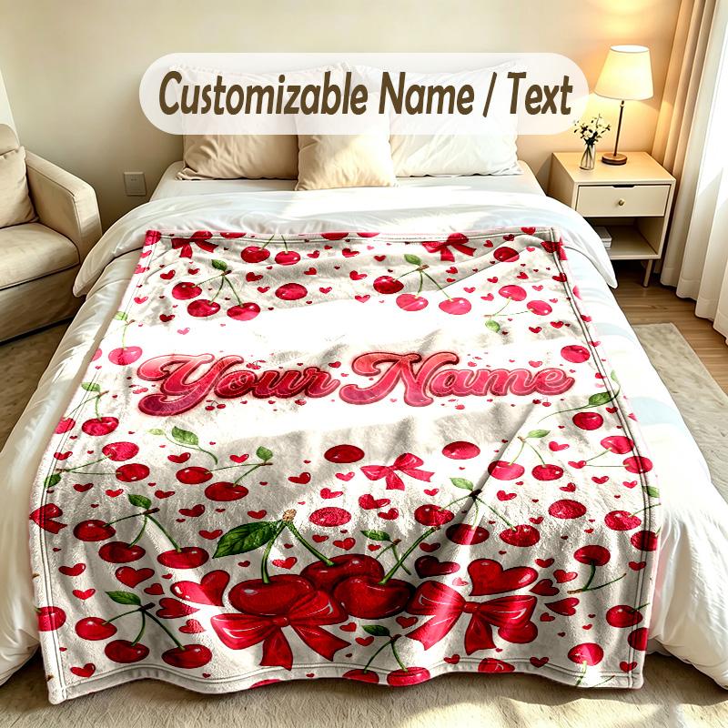 Floral Garden Theme Soft Blanket Personalized Custom Name Text Print Warm Blanket Home Sofa Bedroom Decor