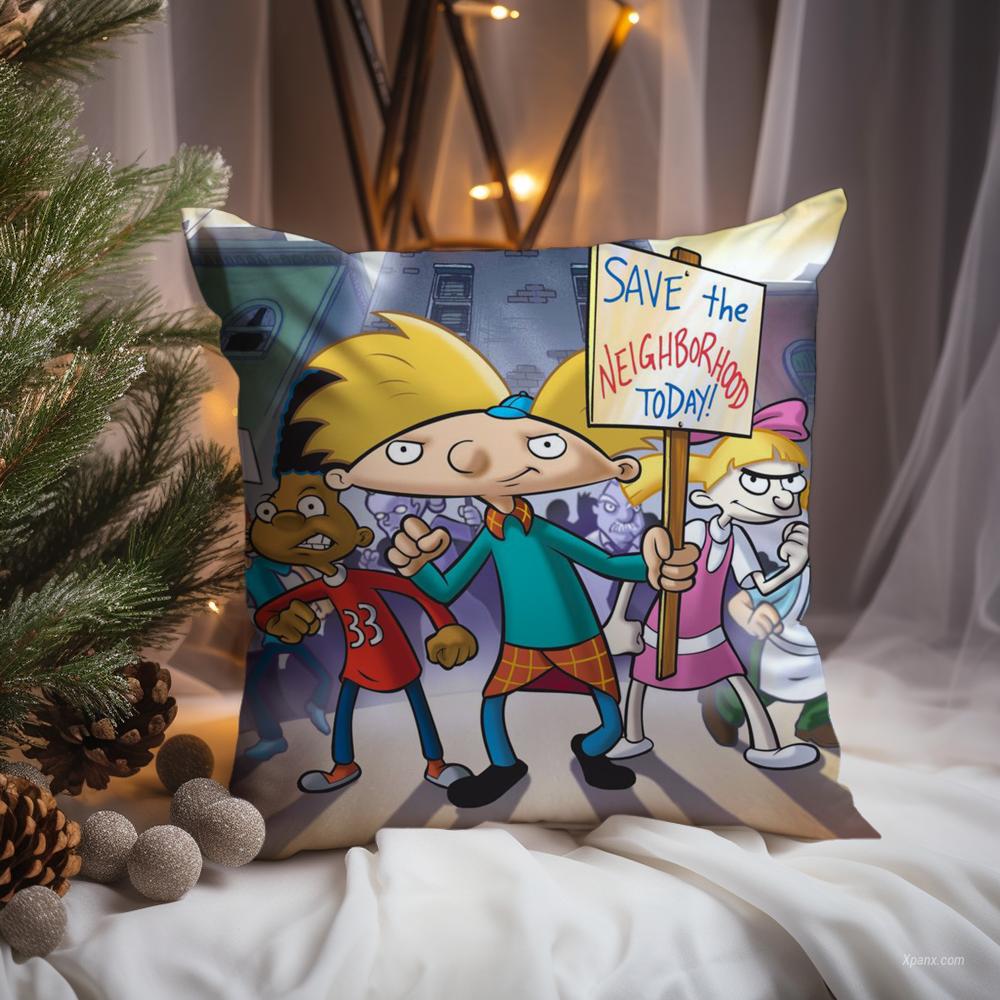 Anime H-Hey Arnold Cushion Cover Premium Comfort Reversible Pillow Cove -Two In One Design for Any Room & Car Interior