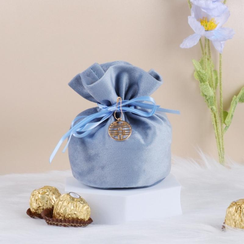 10Pcs Velvety Cloth Drawstring Bag Wedding Gift Wrapping Pouches Birthday Party Treat Bag For Candy Chocolate Jewelry