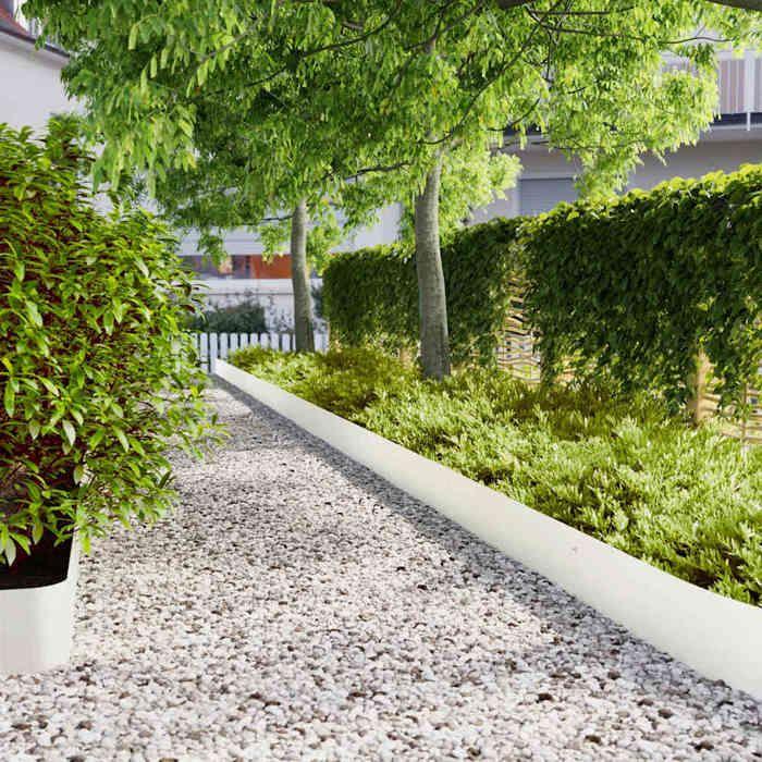 VidaXL Bordures de pelouse 10 pcs blanc 20x103 cm acier laminé à froid, bordure de jardin, bordure de lit de jardin, bordure 860155