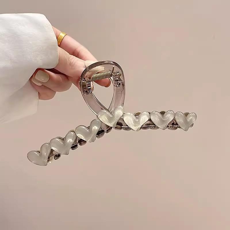 Temperament Love Grab Clip Female Advanced Sense Shark Clip Simple Everything Clip Hair Clip Back Hair Grab Ins