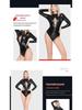 Women's Leather Lace-up Bodysuit: Zipper Crotch, Nightclub, Erotic Temptation Set